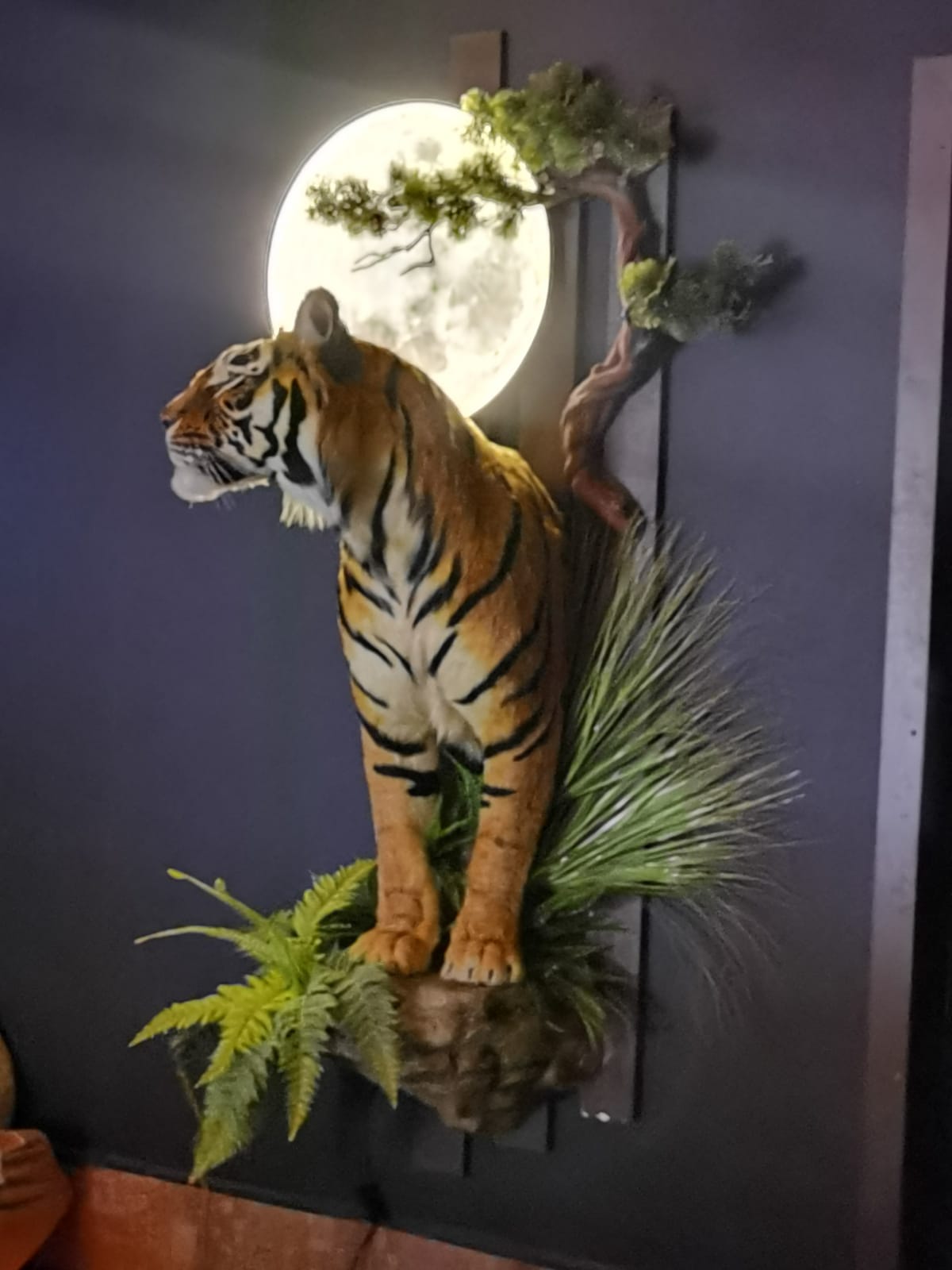 Tigre en taxidermie de réplique, monté, grandeur nature, peluche africaine