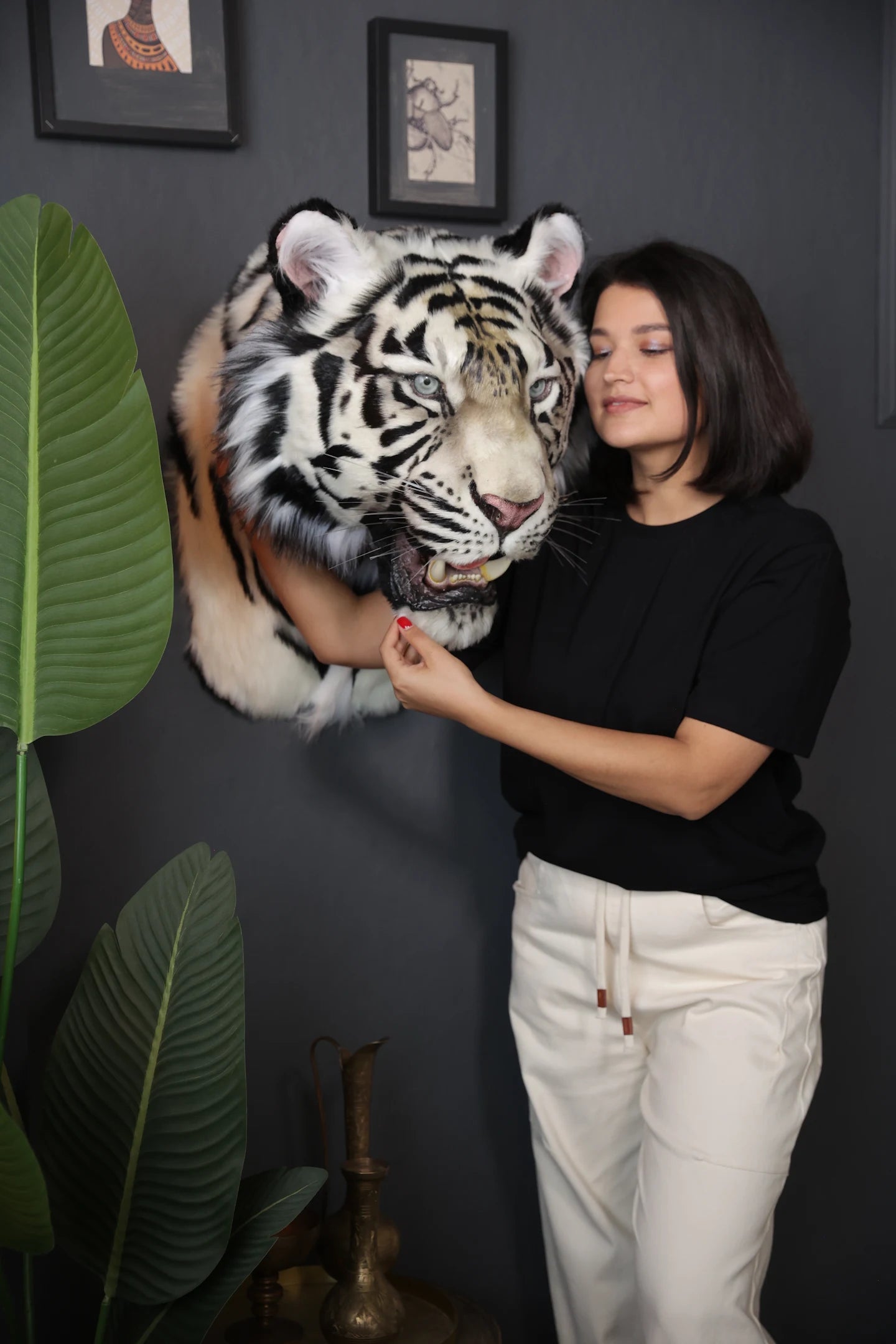 Replica Taxidermy White Tiger Head Wall mount Realistic Life size