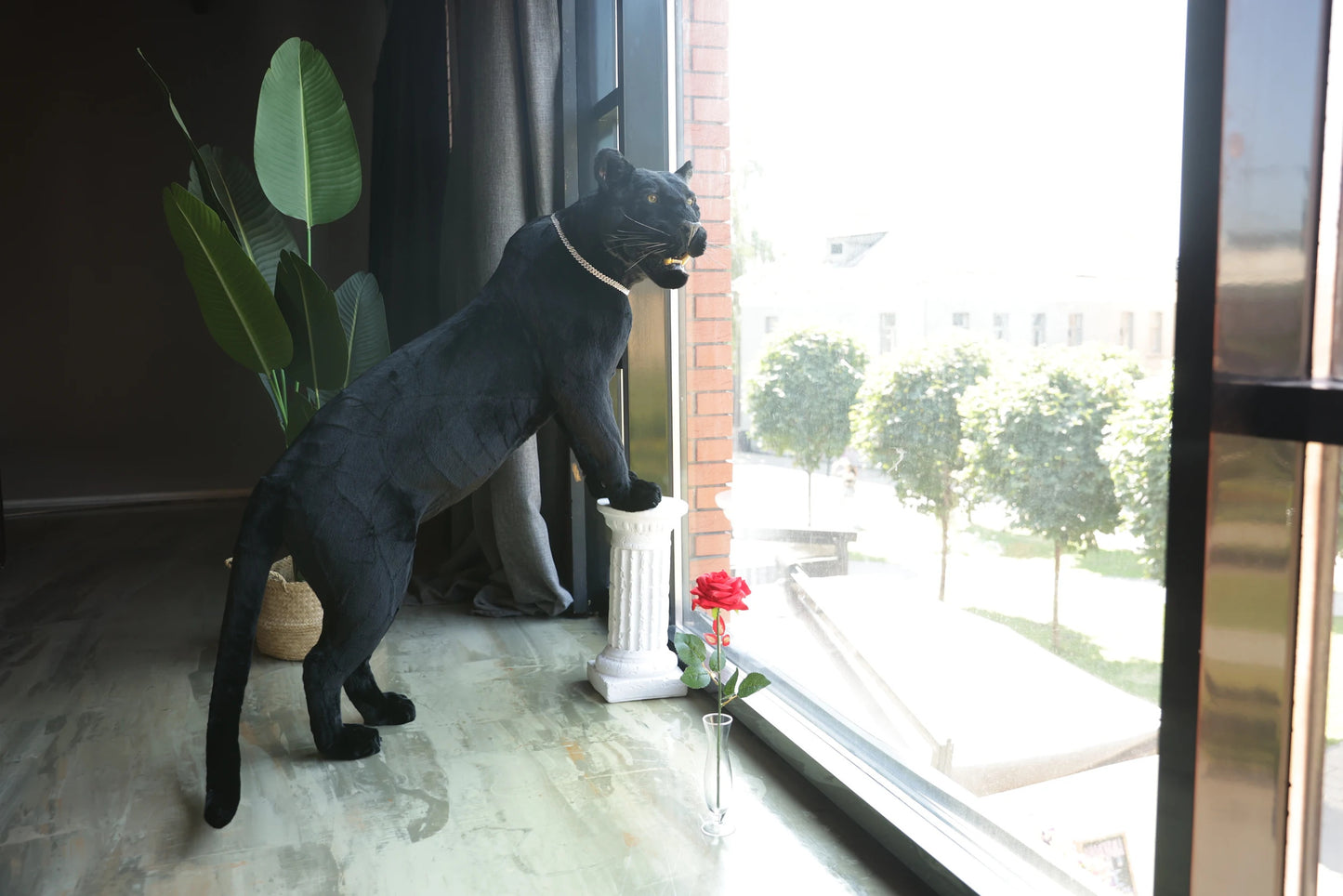 Replica Taxidermy Black Panther Standing mount Full body Stuffed African decor