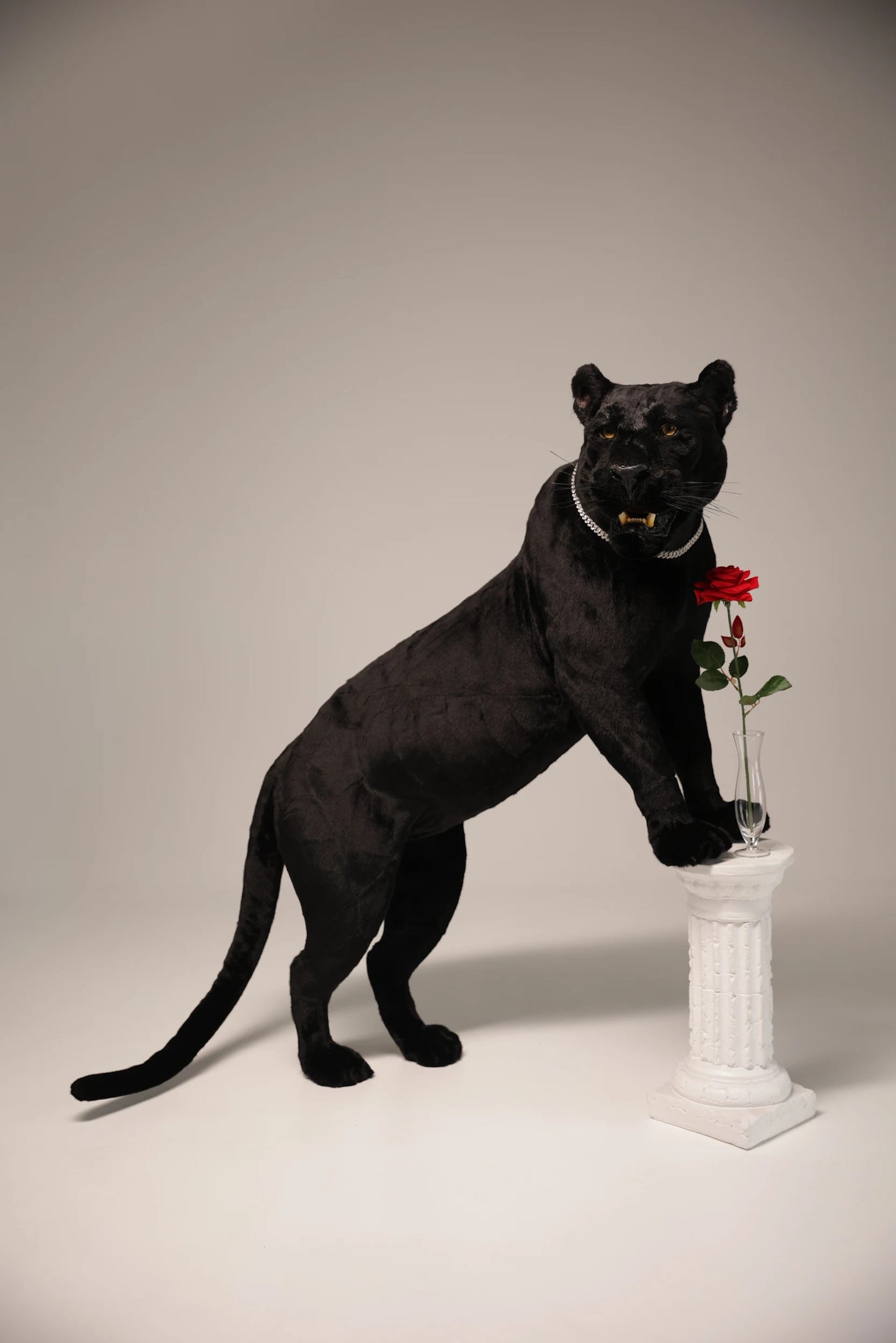 Replica Taxidermy Black Panther Standing mount Full body Stuffed African decor
